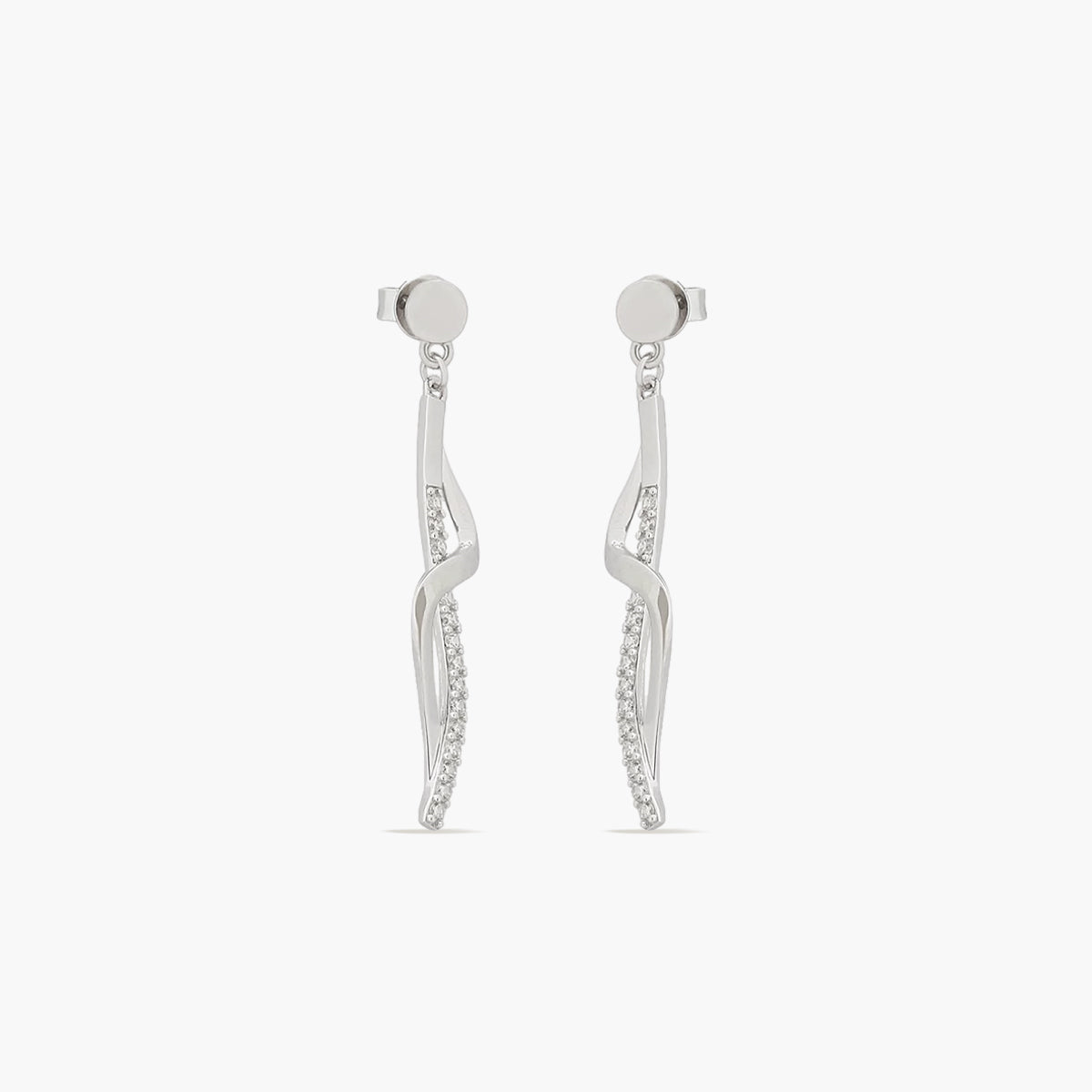 Pendientes largos de plata 1ª ley circonitas 40 mm