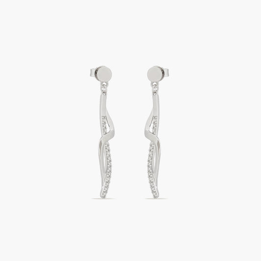 Pendientes largos de plata 1ª ley circonitas 40 mm
