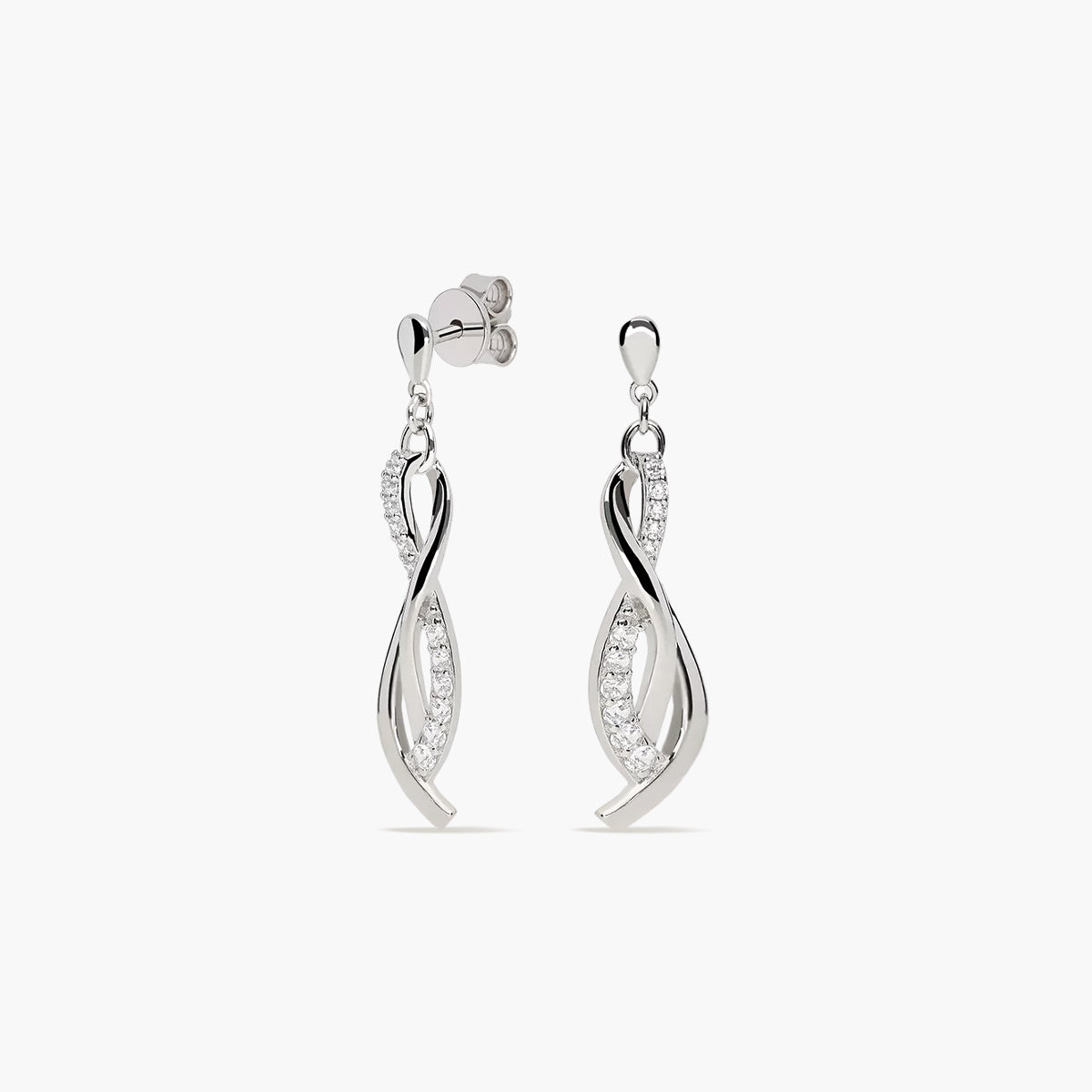 Pendientes largos de plata 1ª ley circonitas 30 mm