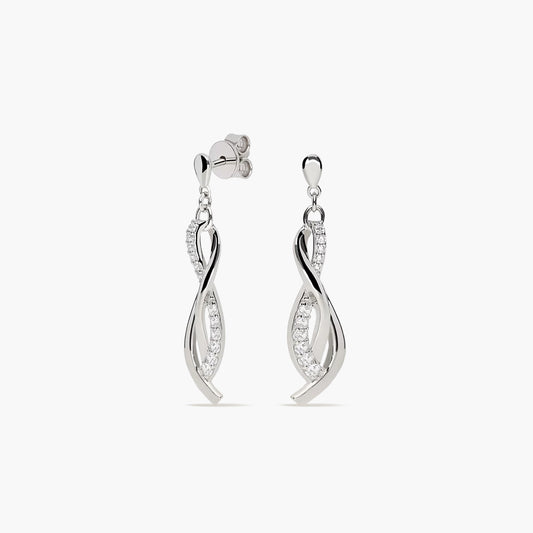 Pendientes largos de plata 1ª ley circonitas 30 mm