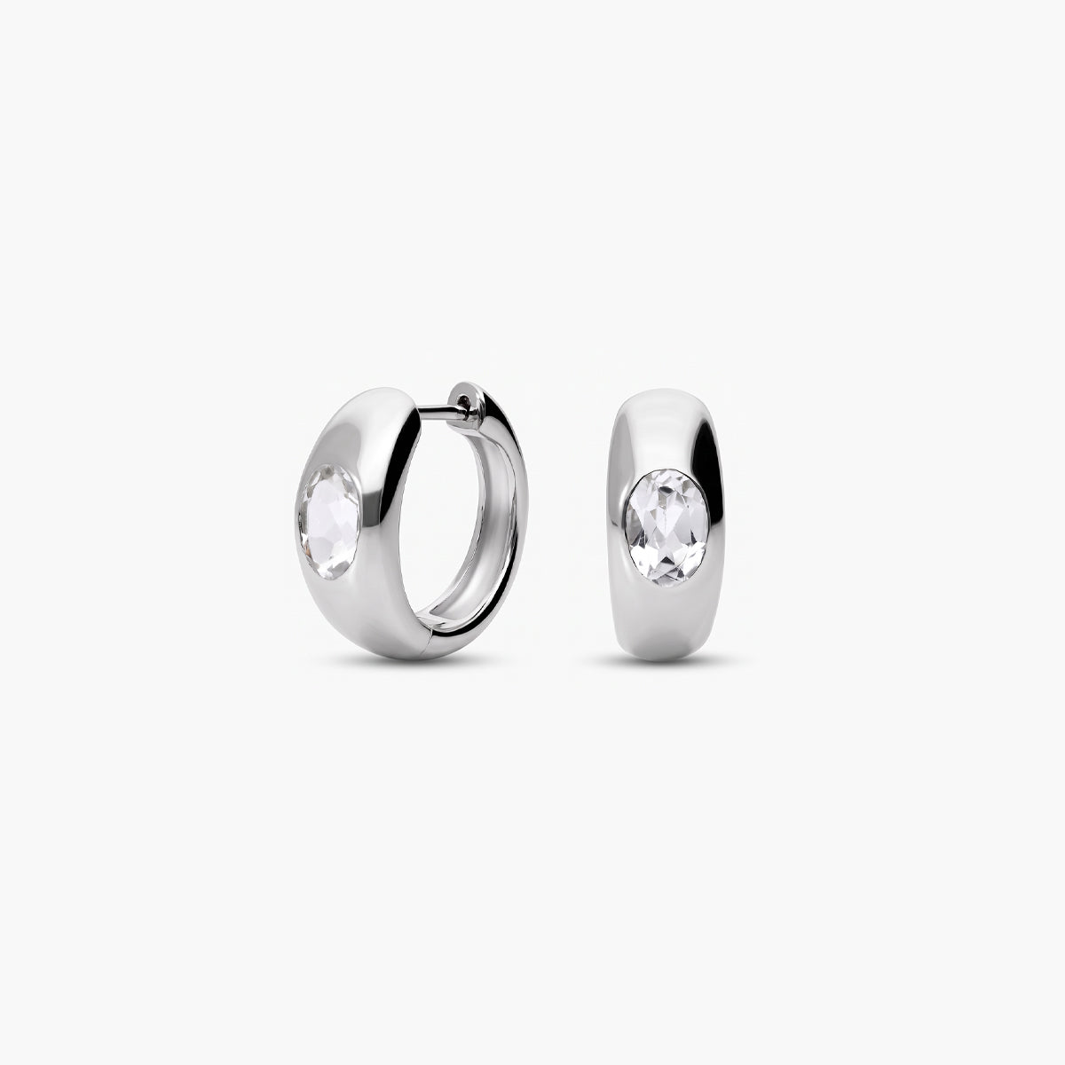 Pendientes de aro de plata 1ª ley topacio blanco 17 mm GLIMMERS