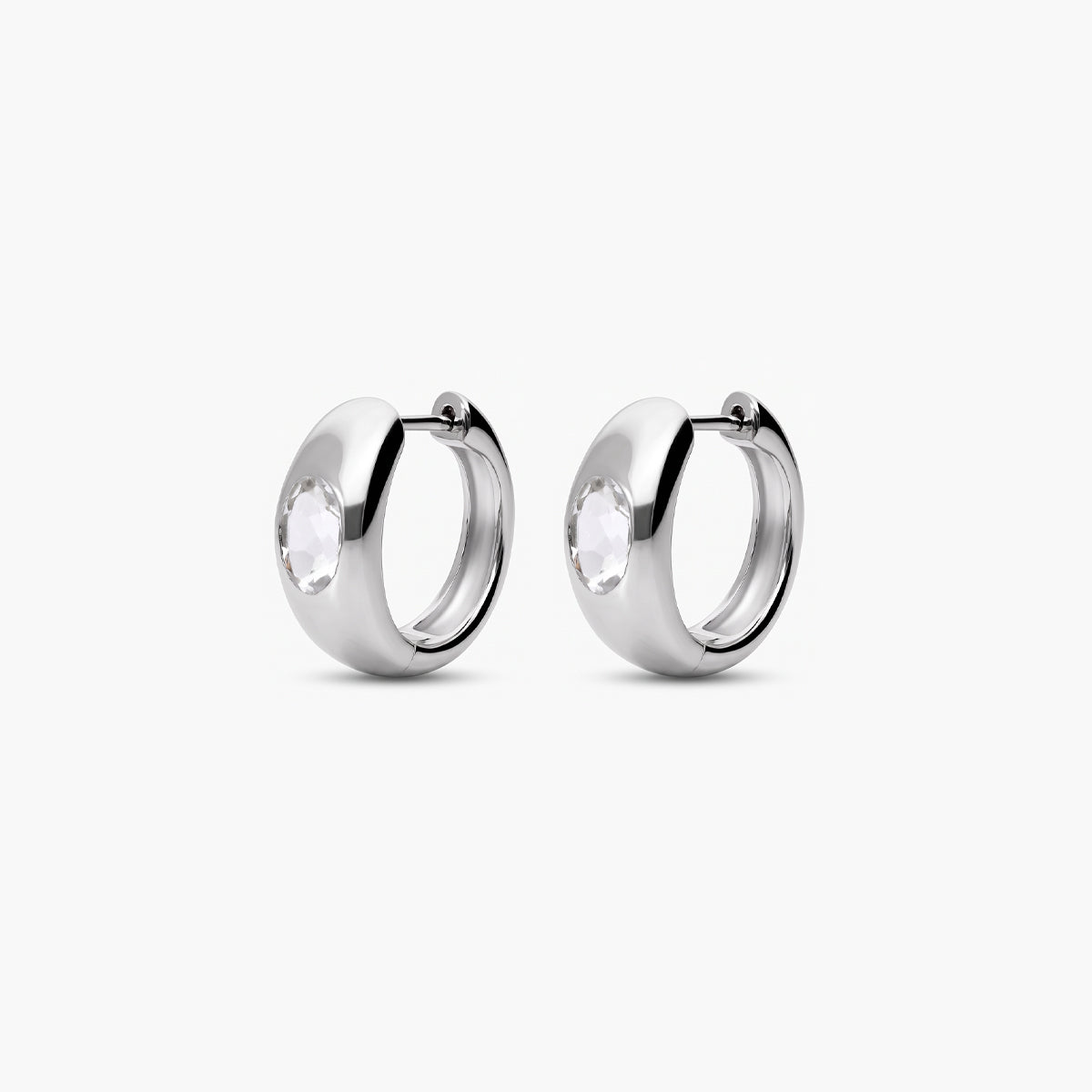 Pendientes de aro de plata 1ª ley topacio blanco 17 mm GLIMMERS