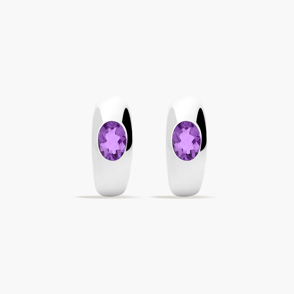 Pendientes de aro de plata 1ª ley amatista violeta 17 mm GLIMMERS