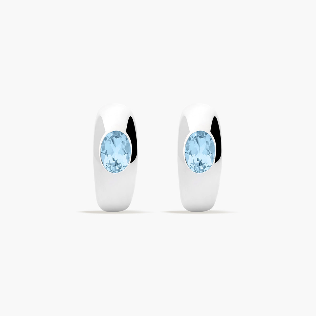 Pendientes de aro de plata 1ª ley topacio azul 17 mm GLIMMERS