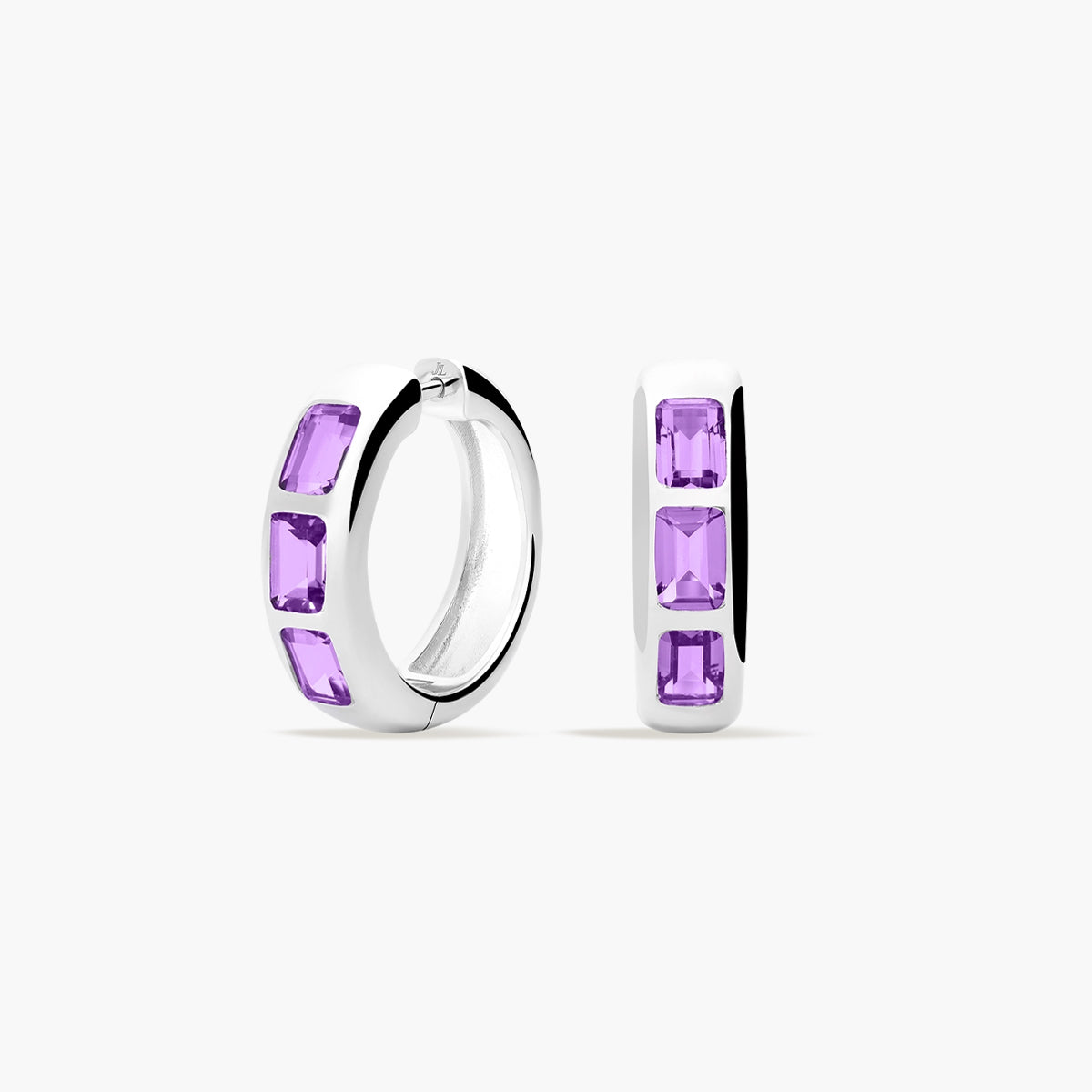 Pendientes de aro de plata 1ª ley amatista violeta 23 mm GLIMMERS