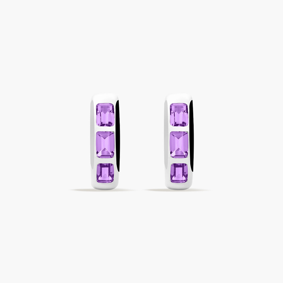Pendientes de aro de plata 1ª ley amatista violeta 23 mm GLIMMERS
