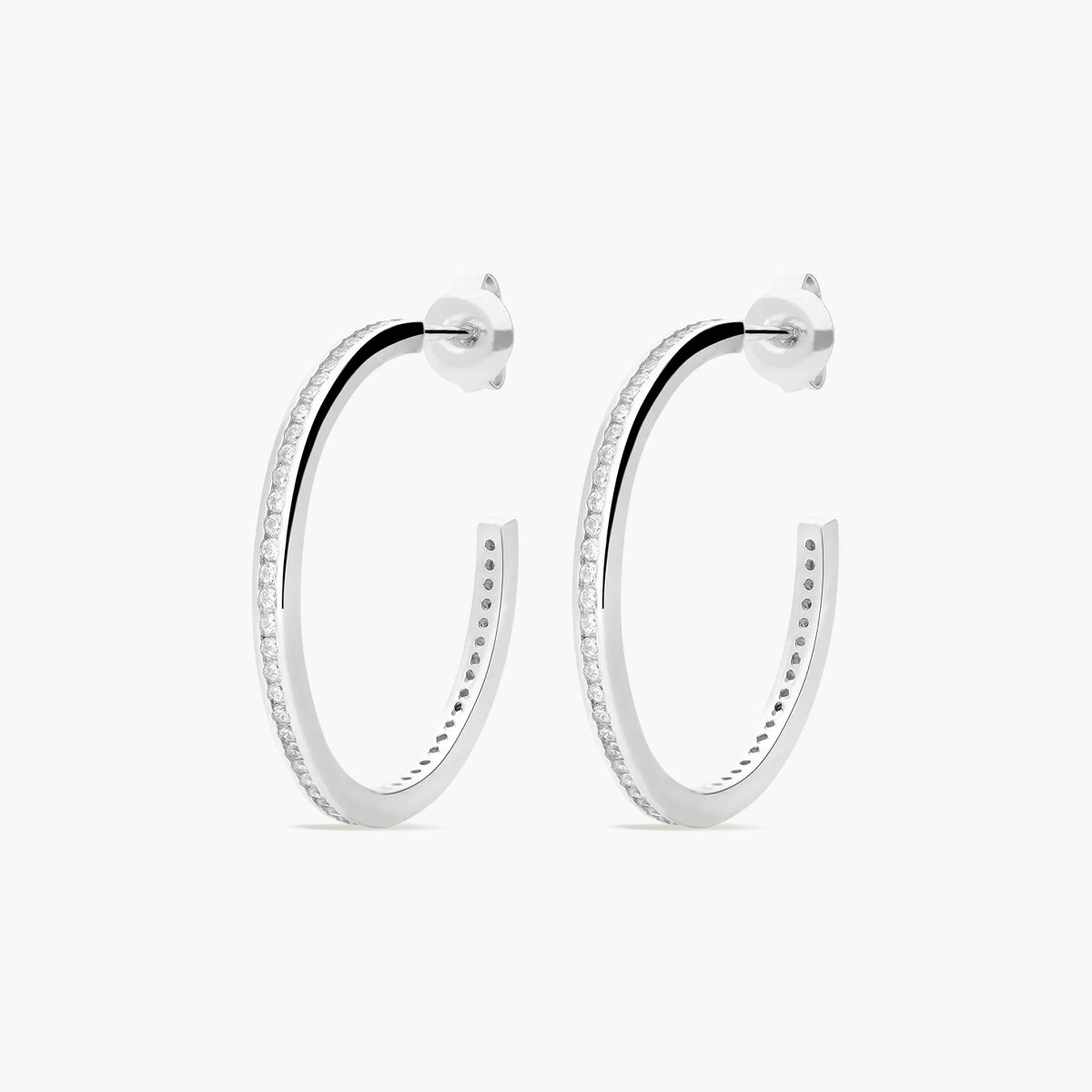 Pendientes de aro de plata 1ª ley circonitas 25 mm