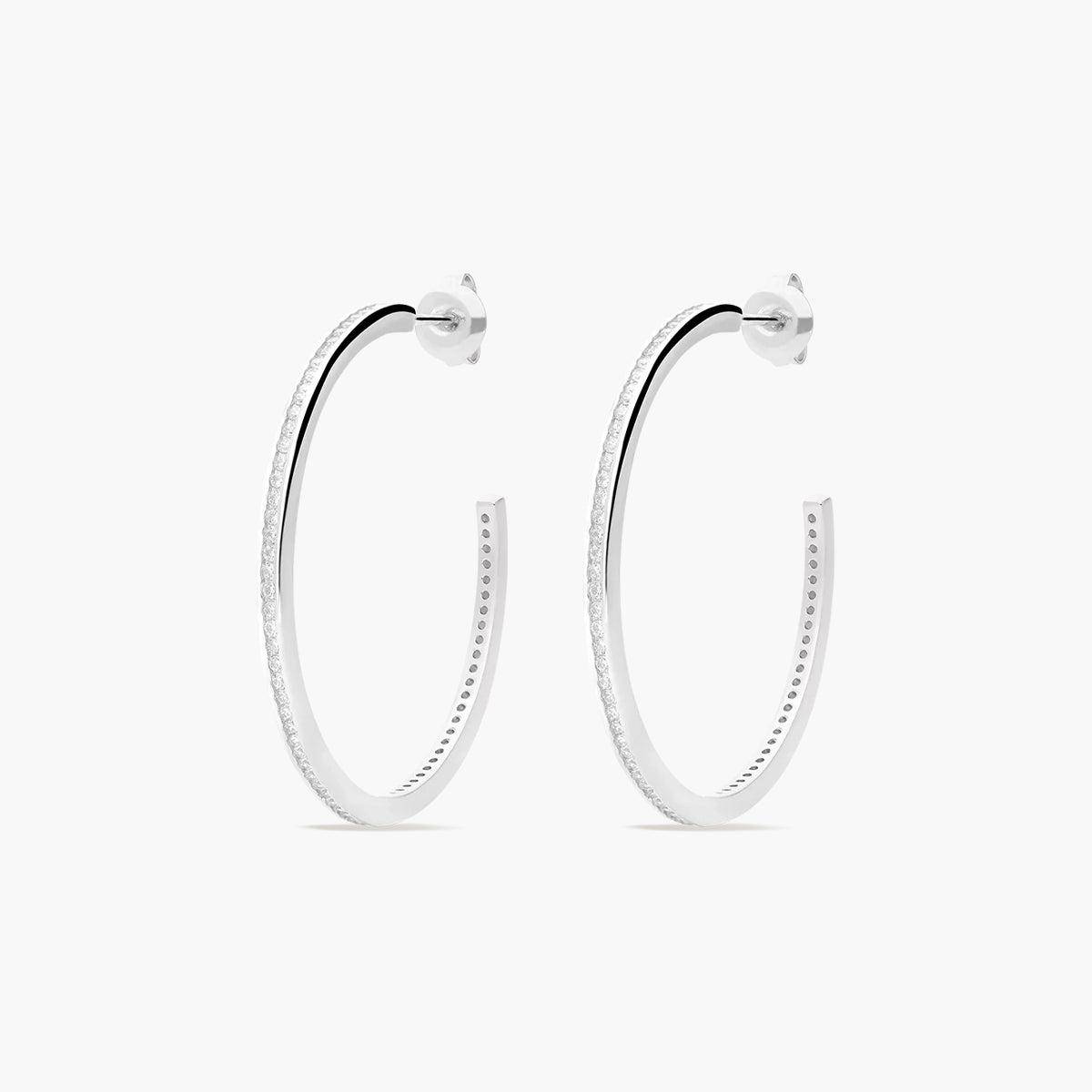 Pendientes de aro de plata 1ª ley circonitas 40 mm
