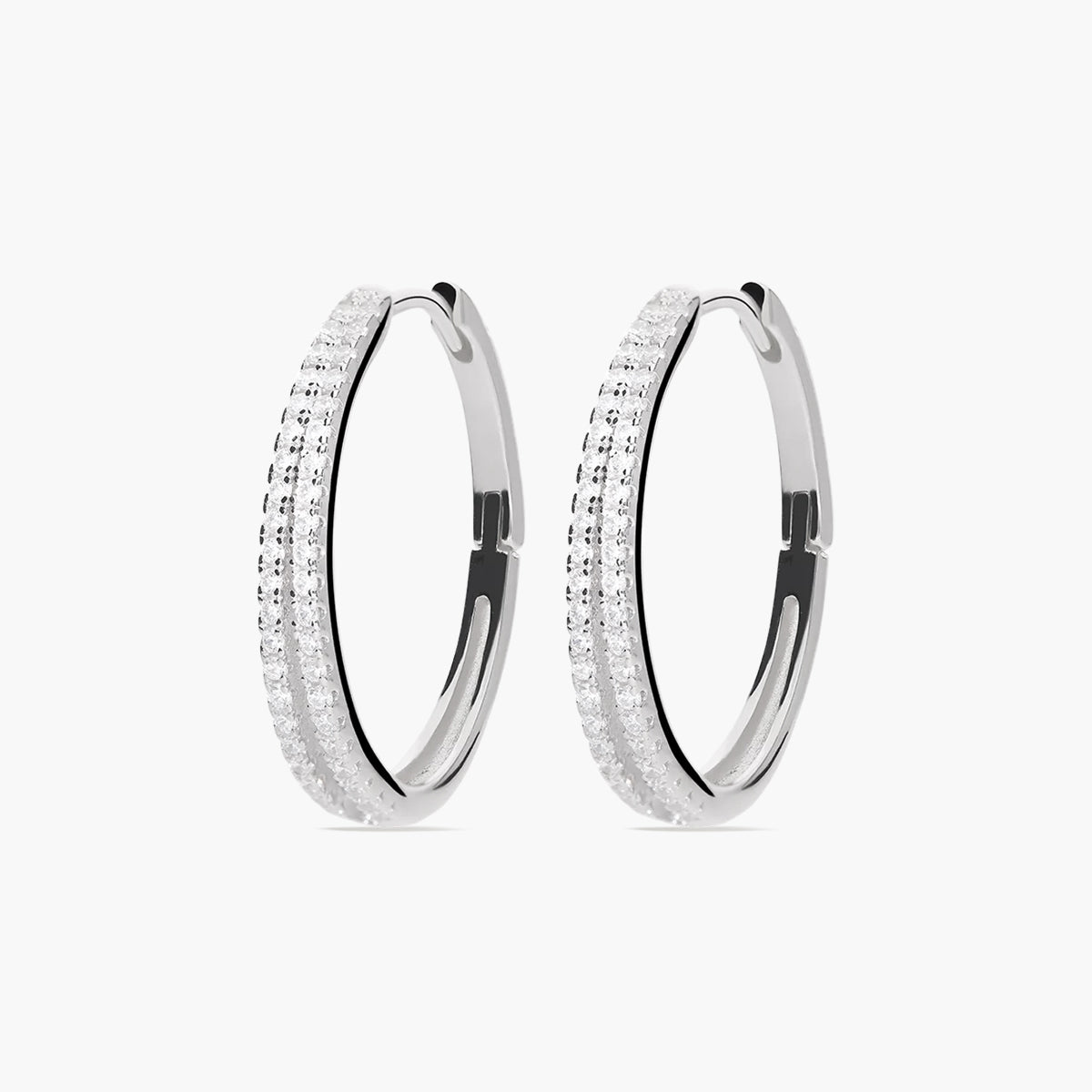 Pendientes de aro disminución de plata 1ª ley circonitas 25 mm