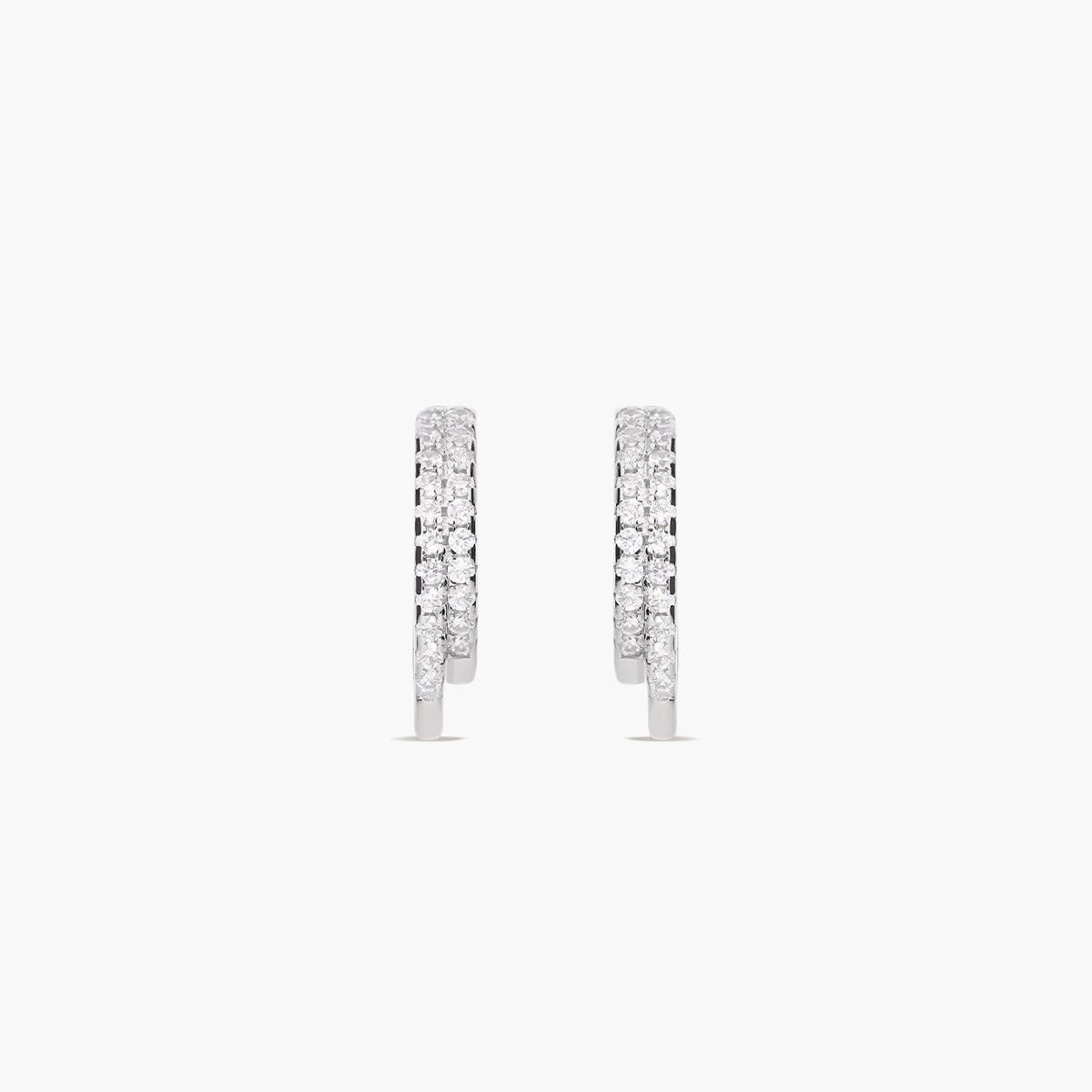Pendientes de aro doble de plata 1ª ley circonitas 15 mm