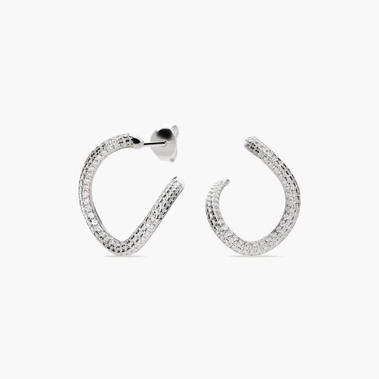 Pendientes de aro forma irregular de plata 1ª ley 19 mm