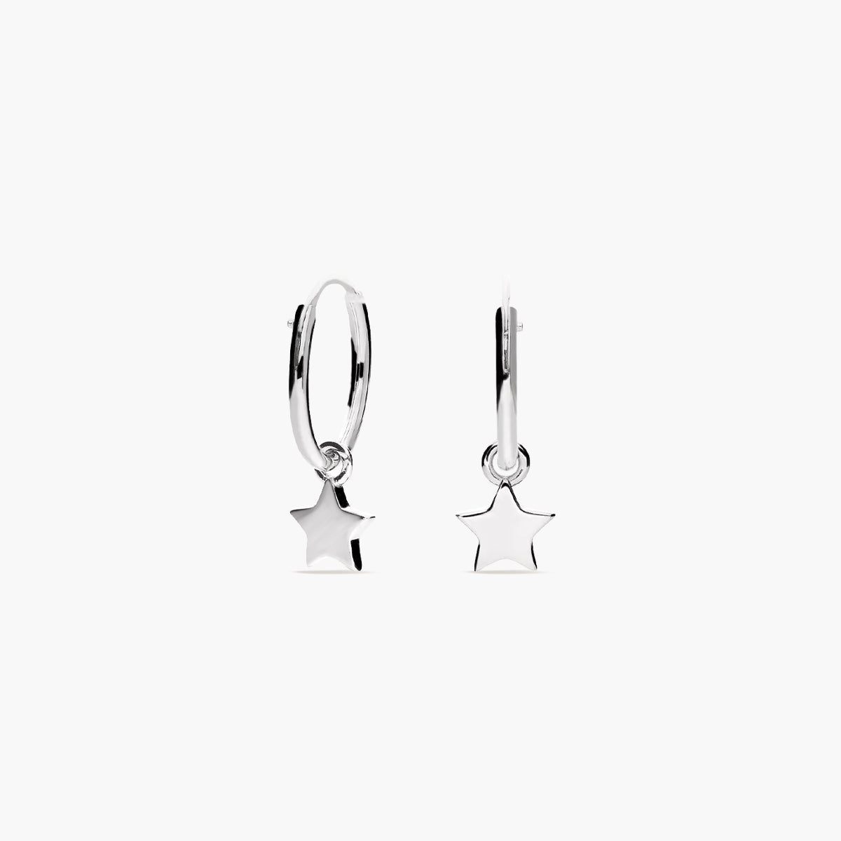 Pendientes de aro colgante estrella de plata 1ª ley 13 mm
