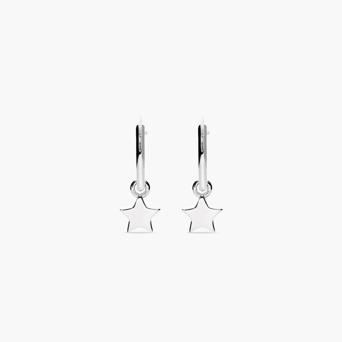 Pendientes de aro colgante estrella de plata 1ª ley 13 mm