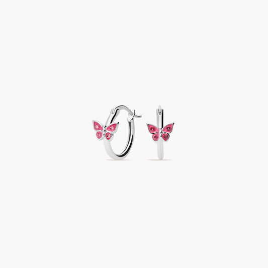 Pendientes de aro mariposa de plata 1ª ley