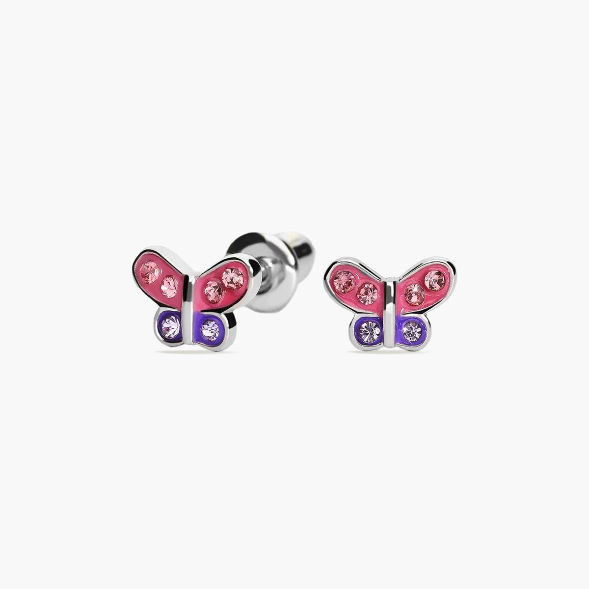 Pendientes mariposa de plata 1ª ley circonitas 5 mm