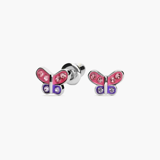 Pendientes mariposa de plata 1ª ley circonitas 5 mm