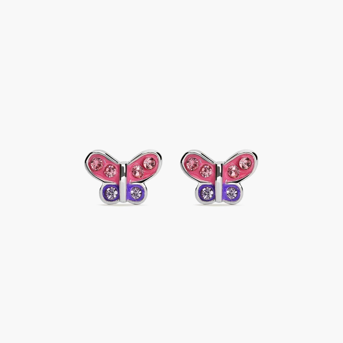 Pendientes mariposa de plata 1ª ley circonitas 5 mm