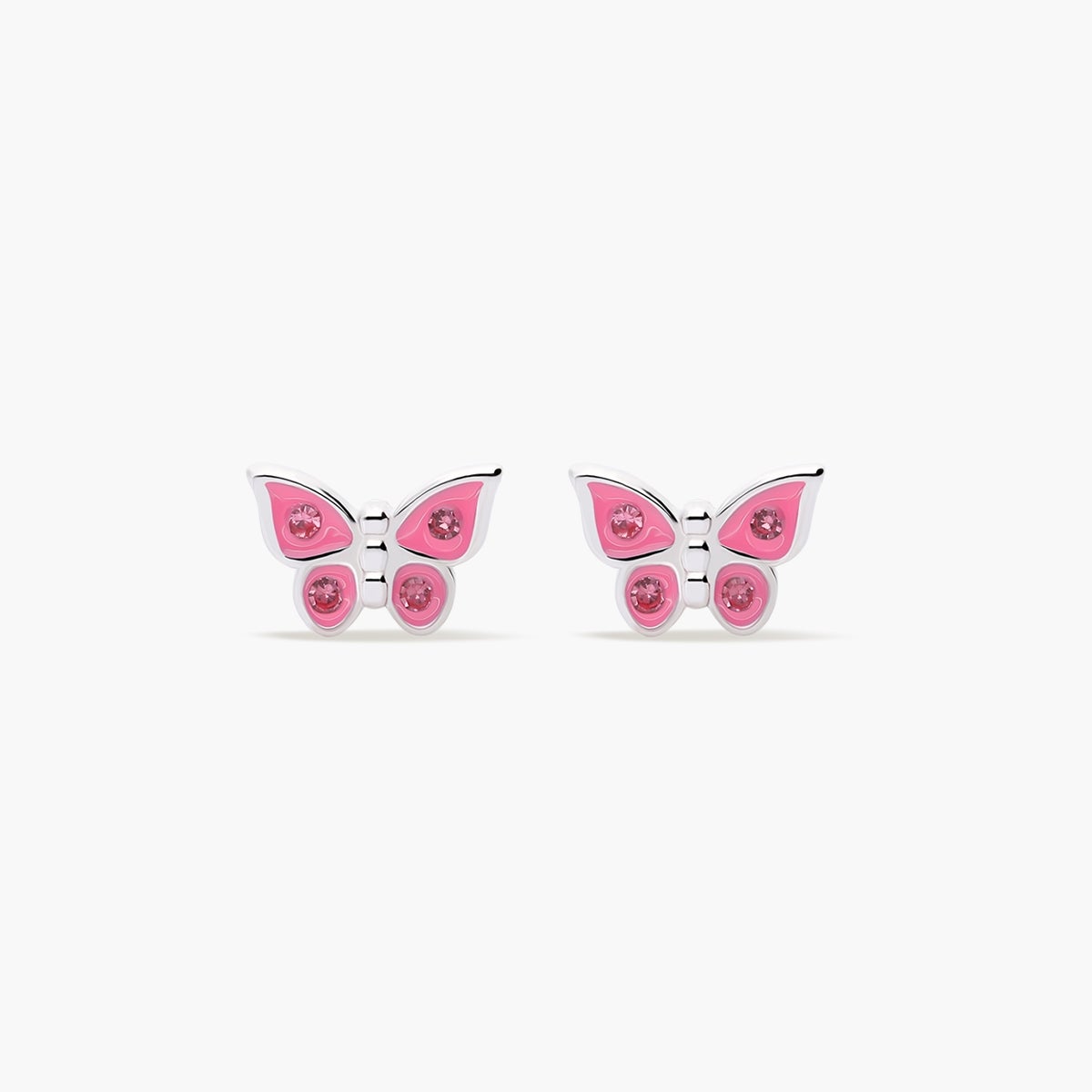 Pendientes mariposa de plata 1ª ley circonitas 6 mm