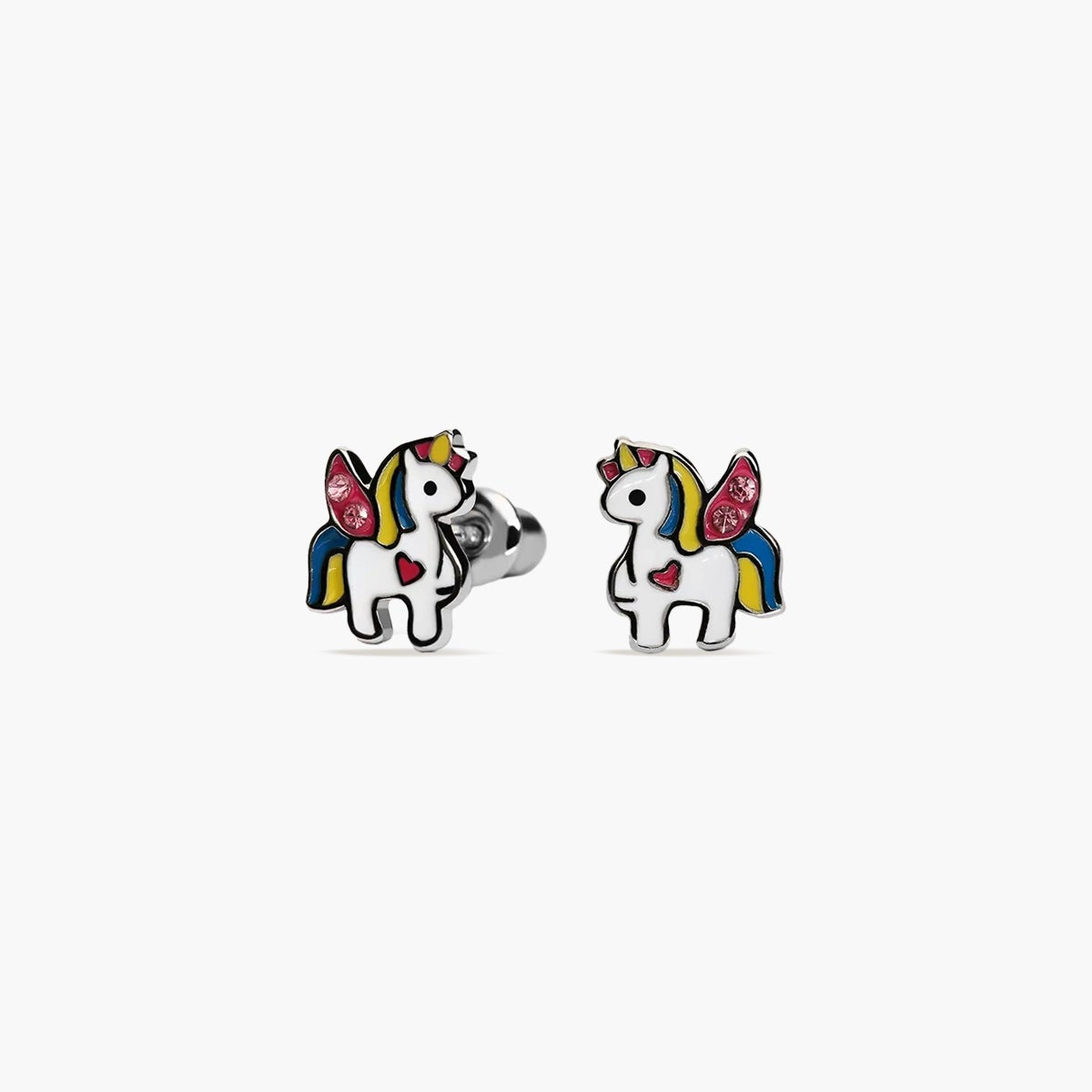 Pendientes unicornio de plata 1ª ley circonitas 9 mm