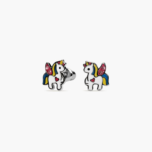 Pendientes unicornio de plata 1ª ley circonitas 9 mm