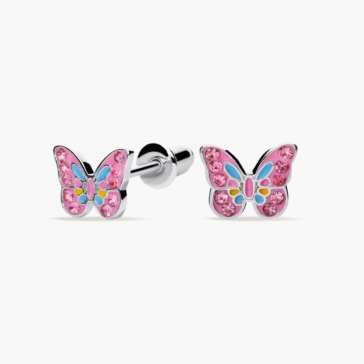 Pendientes mariposa de plata 1ª ley circonitas 7 mm