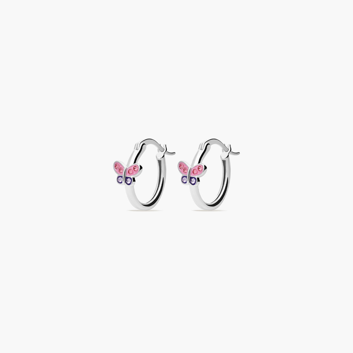 Pendientes de aro mariposa de plata 1ª ley circonitas