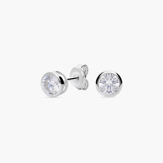 Pendientes redondos de plata 1ª ley circonita 5 mm