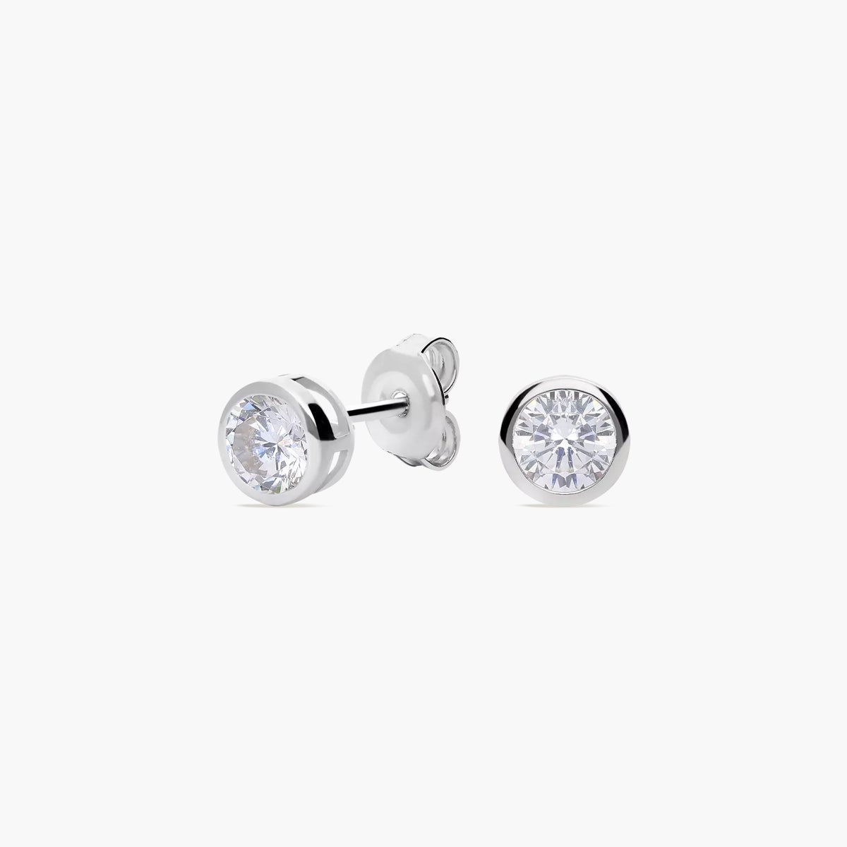 Pendientes redondos de plata 1ª ley circonita 6 mm