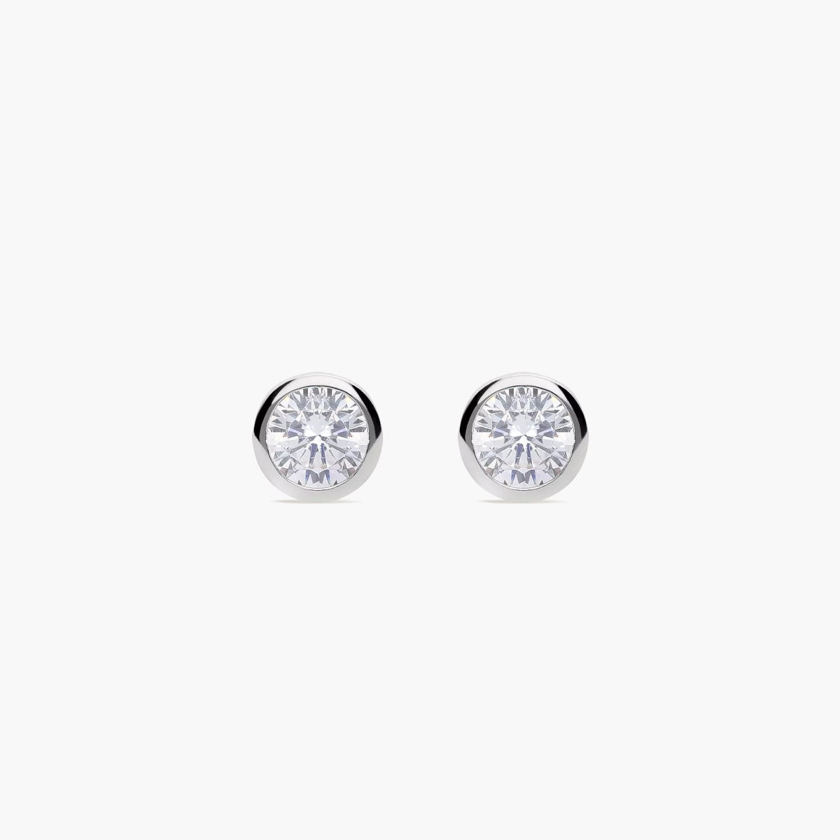 Pendientes redondos de plata 1ª ley circonita 6 mm