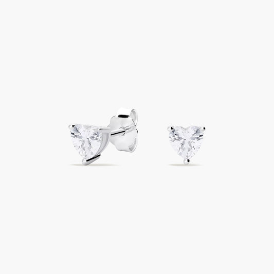 Pendientes corazón de plata 1ª ley circonita 5 mm FANCY LOVE