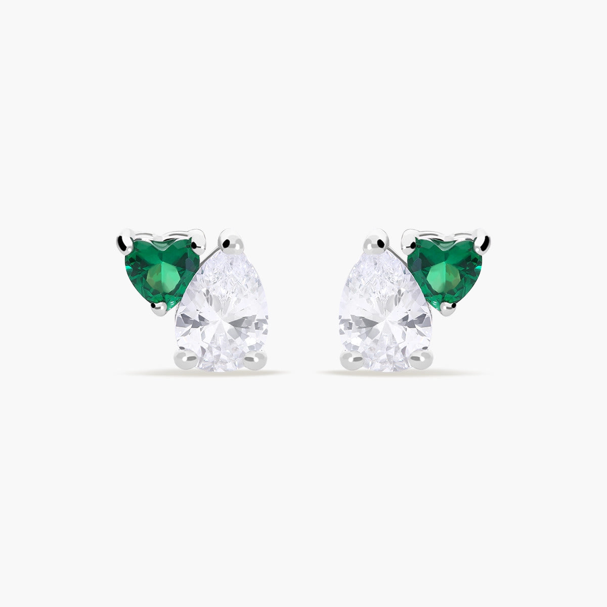 Pendientes corazón de plata 1ª ley circonita verde 9 mm FANCY LOVE