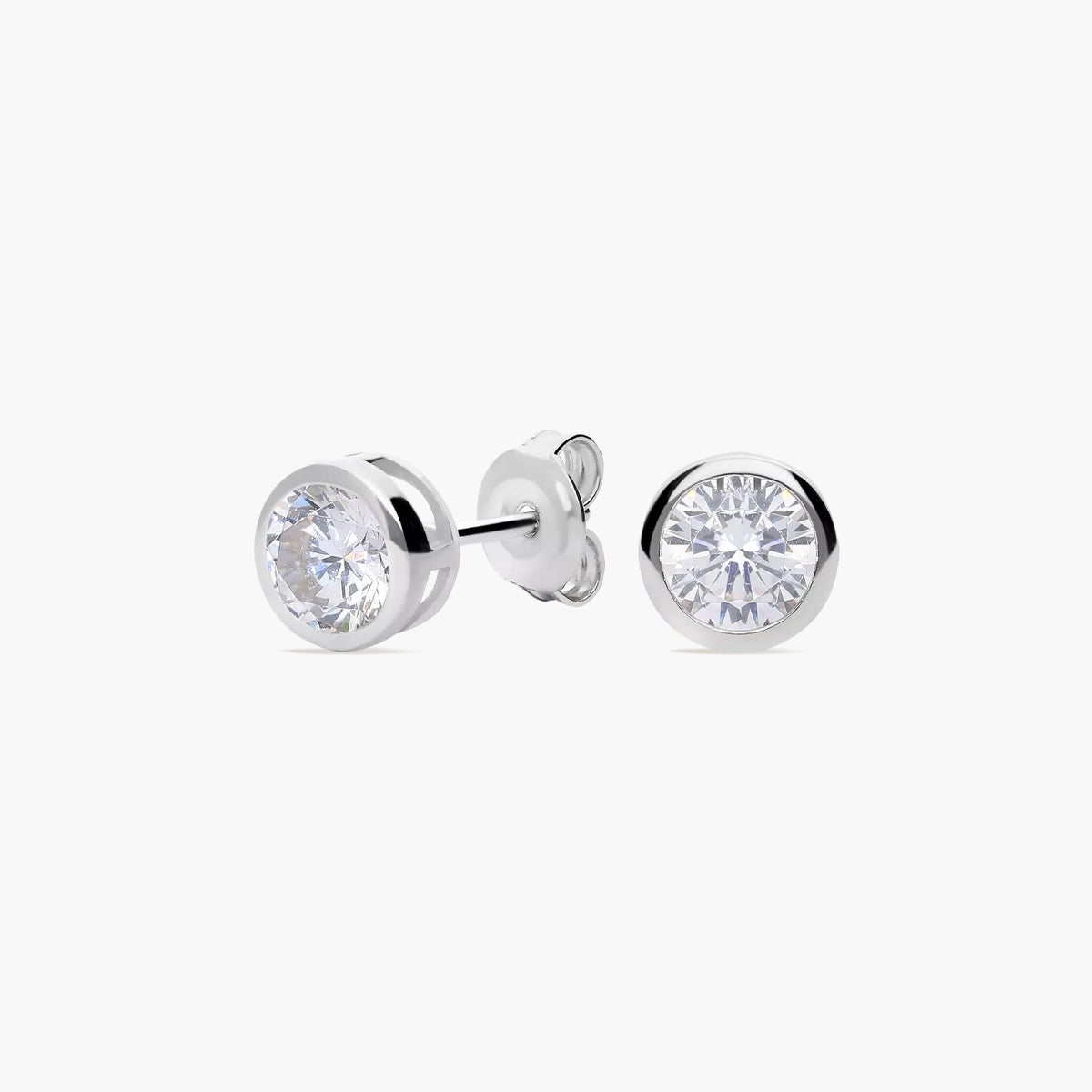 Pendientes redondos de plata 1ª ley circonita 7 mm