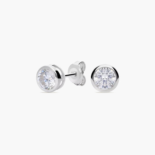 Pendientes redondos de plata 1ª ley circonita 7 mm