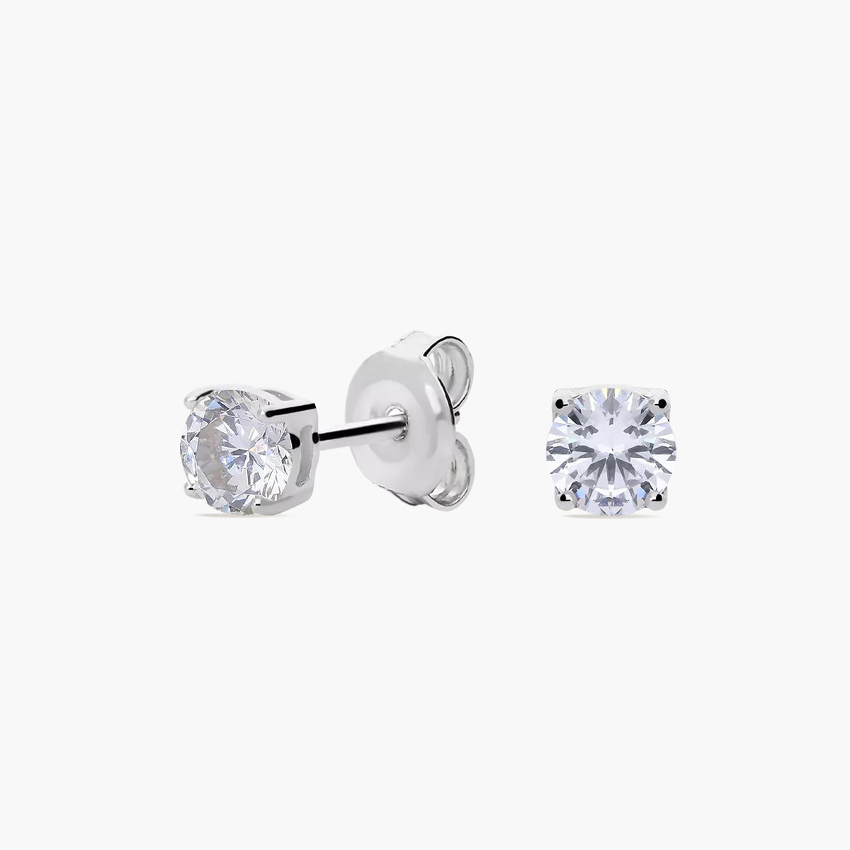 Pendientes redondos de plata 1ª ley circonita 4 mm