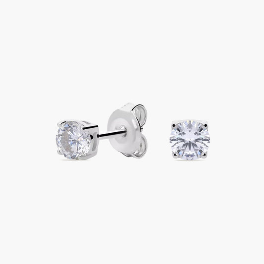 Pendientes redondos de plata 1ª ley circonita 4 mm