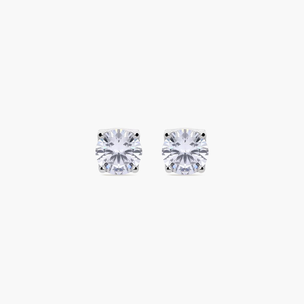 Pendientes redondos de plata 1ª ley circonita 4 mm