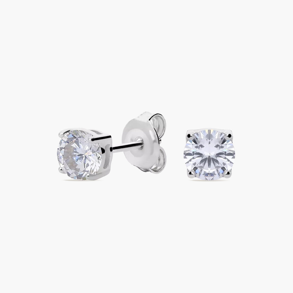 Pendientes redondos de plata 1ª ley circonita 5 mm