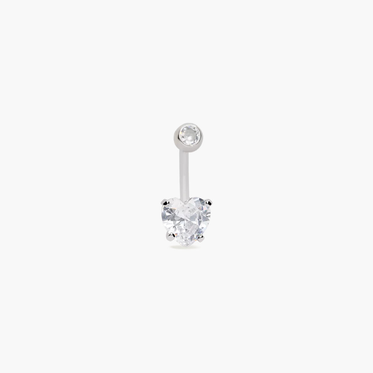 Piercing de ombligo de plata 1ª ley circonita corazón 22 mm