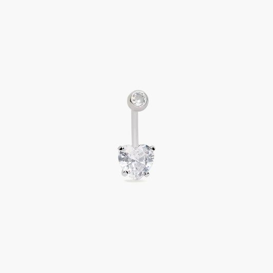 Piercing de ombligo de plata 1ª ley circonita corazón 22 mm