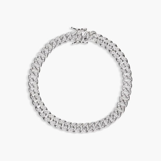 Pulsera de plata 1ª ley circonitas eslabón barbada 20 cm
