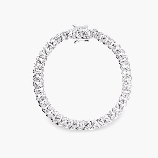 Pulsera de plata 1ª ley barbada circonitas 18 cm 