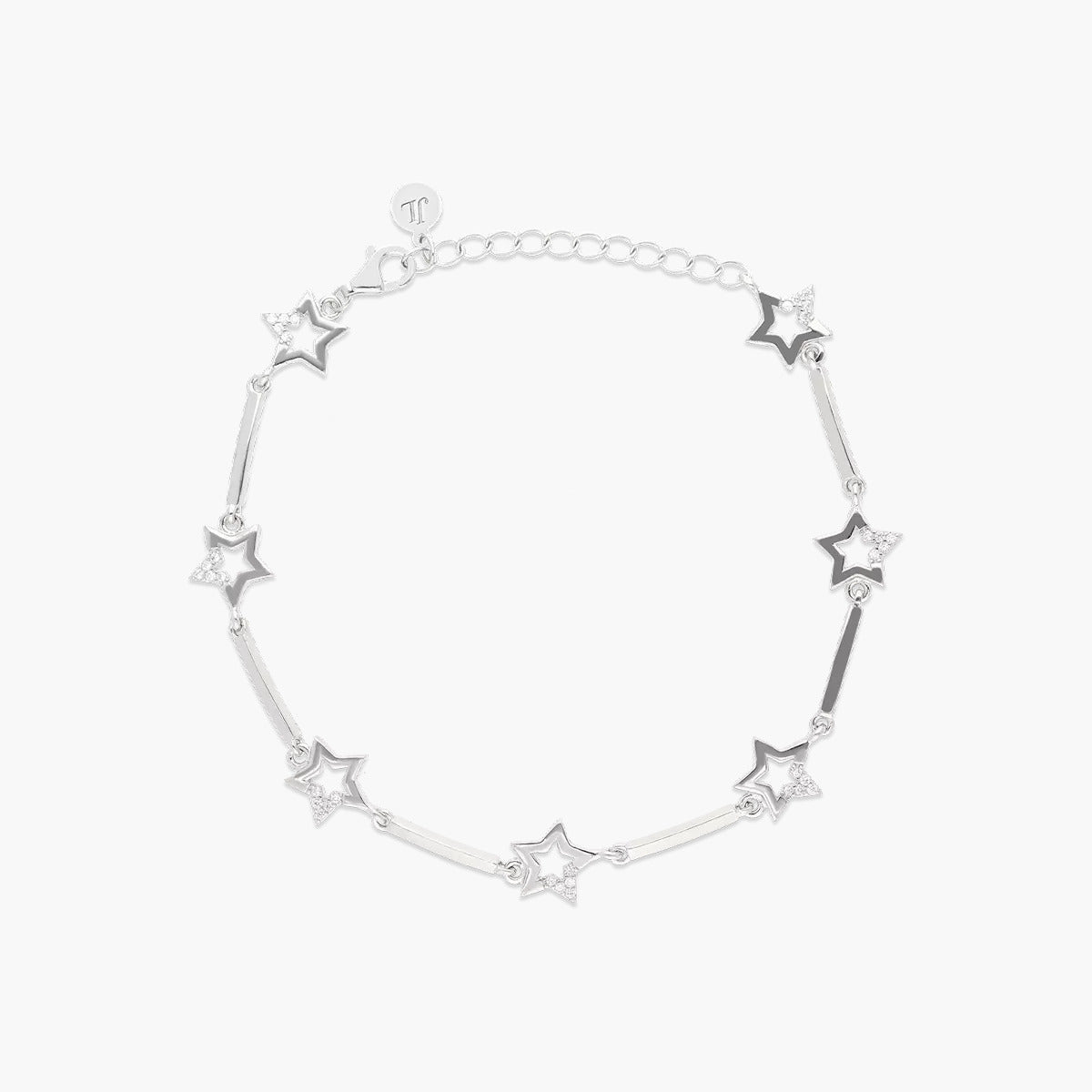 Pulsera de plata 1ª ley circonitas estrellas 16-19 cm 