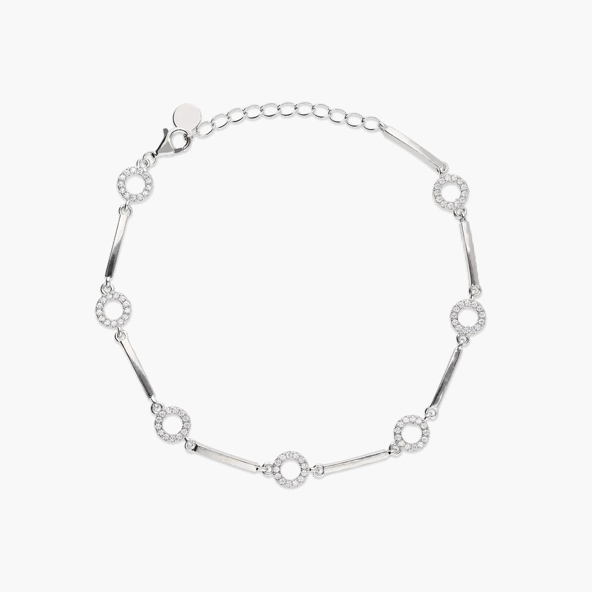 Pulsera de plata 1ª ley circonitas cículos 17-20 cm 