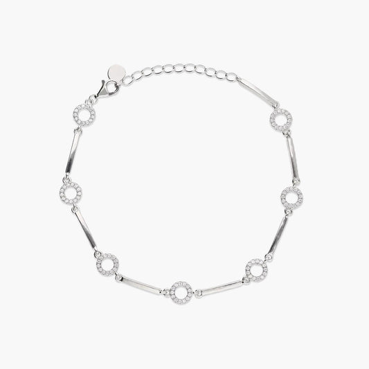 Pulsera de plata 1ª ley circonitas cículos 17-20 cm 