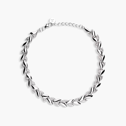 Pulsera de plata 1ª ley circonitas eslabón hoja 18-20 cm