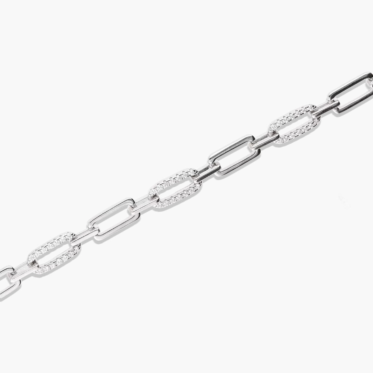 Pulsera de plata 1ª ley circonitas eslabón rectangular 17-20 cm