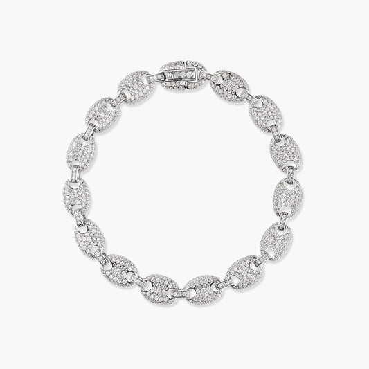 Pulsera de plata 1ª ley circonitas eslabón oval 19 cm