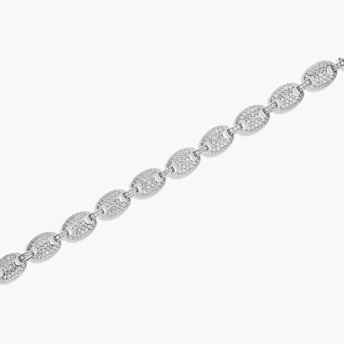 Pulsera de plata 1ª ley circonitas eslabón oval 19 cm