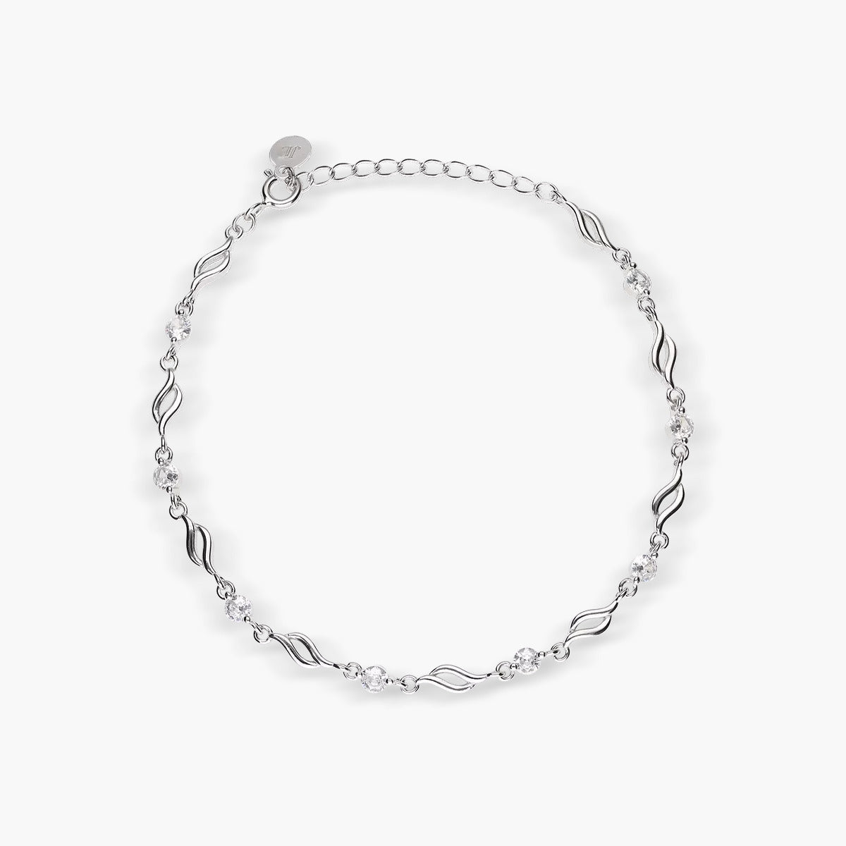 Pulsera de plata 1ª ley circonitas eslabón onda 17-20 cm