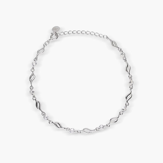 Pulsera de plata 1ª ley circonitas eslabón onda 17-20 cm